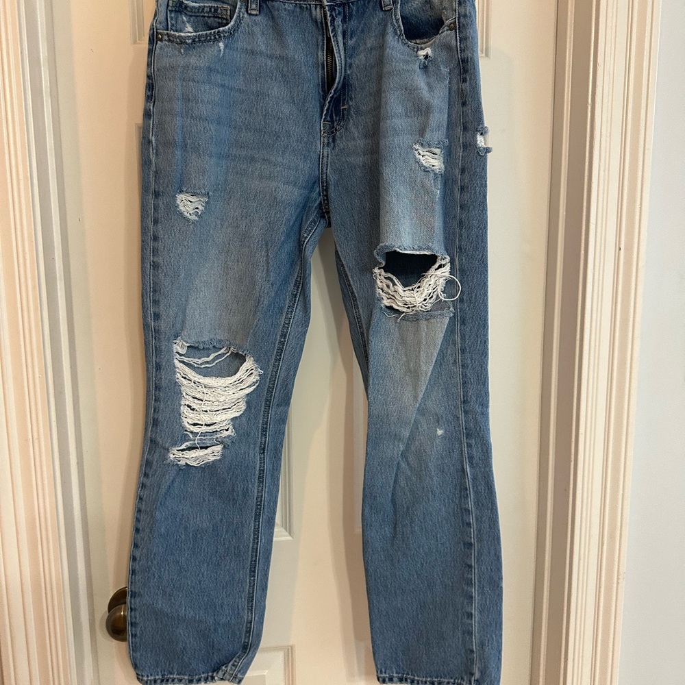 Trendy Distressed Blue Boyfriend Jeans